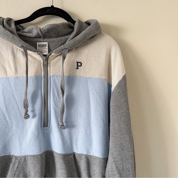 Victoria's Secret PINK Campus Colorblock Quarter Zip Pullover Size Xsmall - Picture 3 of 8